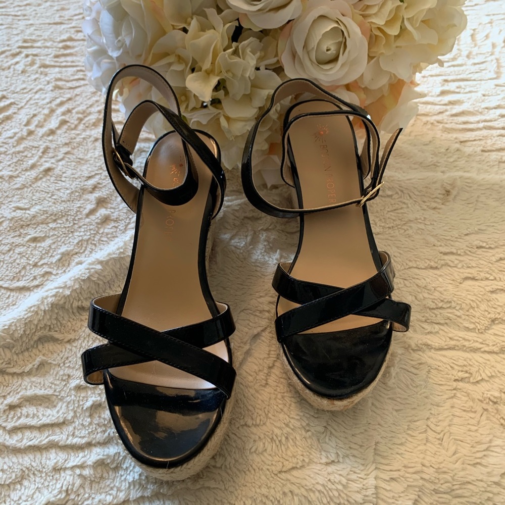 Boston Proper Patent Leather Wedges Sz 7 1/2